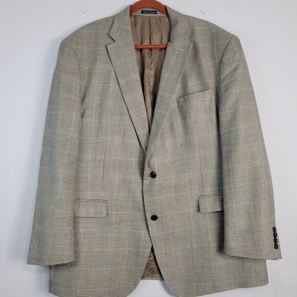 Lauren Ralph Lauren silk wool two button blazer sz 48L gray houndstooth classic - Picture 2 of 10